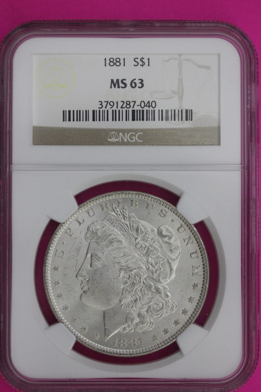 1881 P MS 63 Liberty Morgan Silver Dollar NGC Certified Graded Authentic 1102