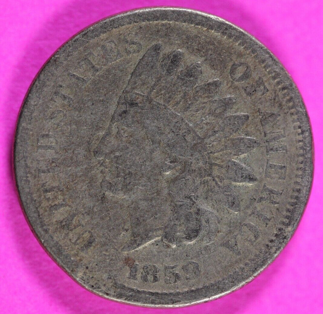1859 Copper Nickel Indian Head Cent Penny Rare Type Coin Exact Coin Pictured 296