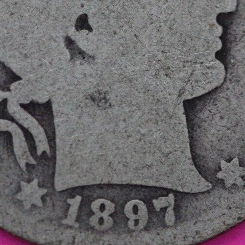 1897 O Barber Liberty Silver Quarter Scarce Semi Key Date New Orleans Mint 04