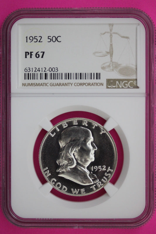 1952 PF 67 Ben Franklin Silver Half Dollar NGC Certified Graded Authentic 279