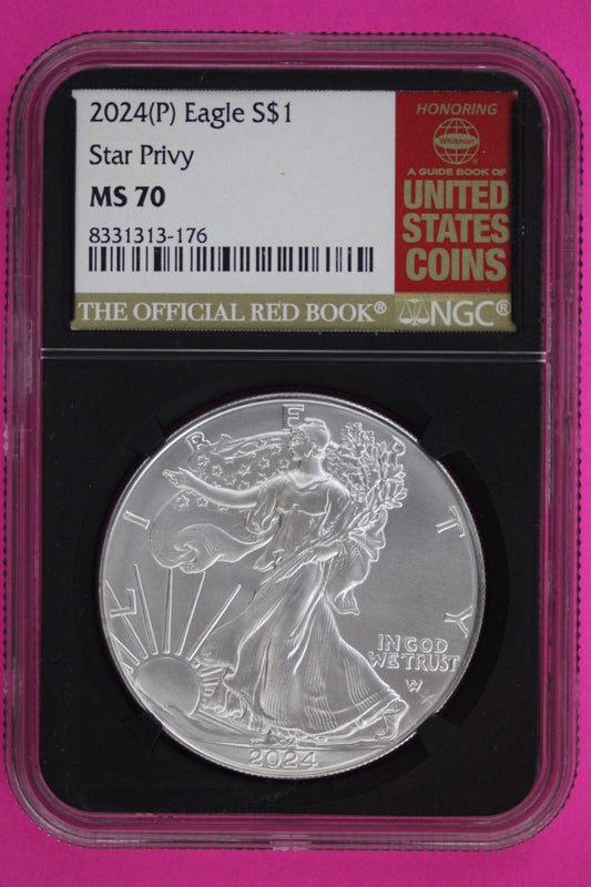 Star Privy 2024  (P) MS 70 Redbook Label Silver Eagle Coin NGC Graded Slab 847
