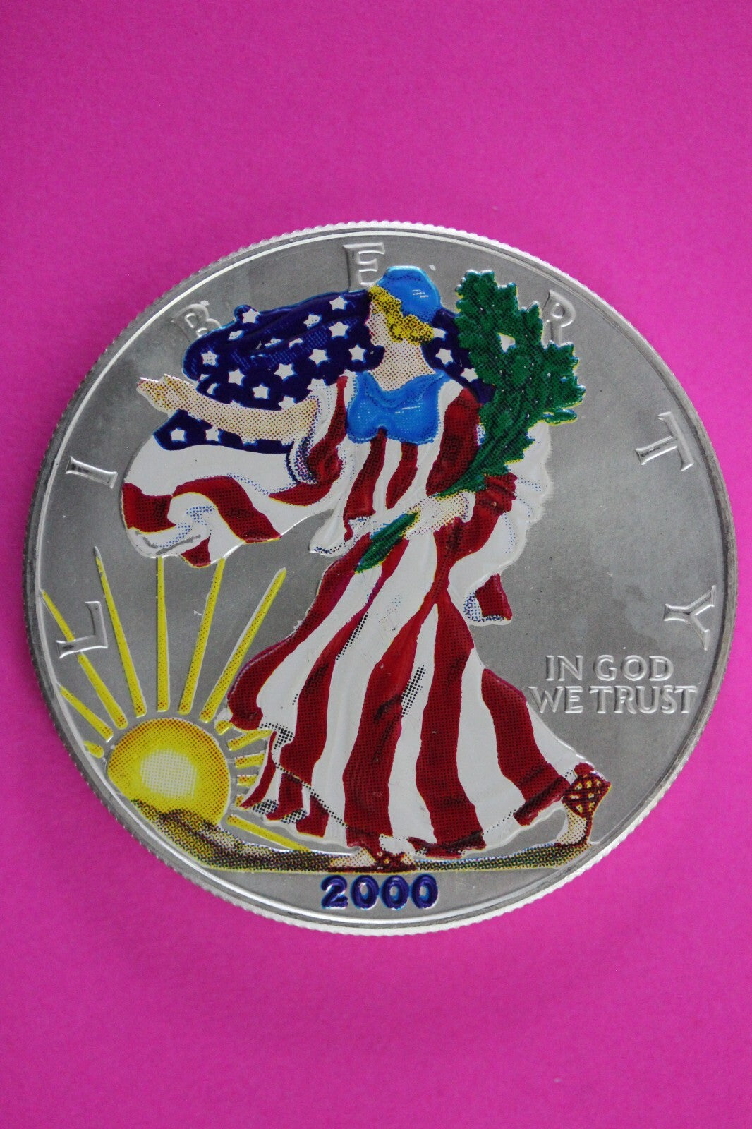 Colorized 2000 American Silver Eagle 1 Ounce .999 Fine Exact Coin Shown N0489