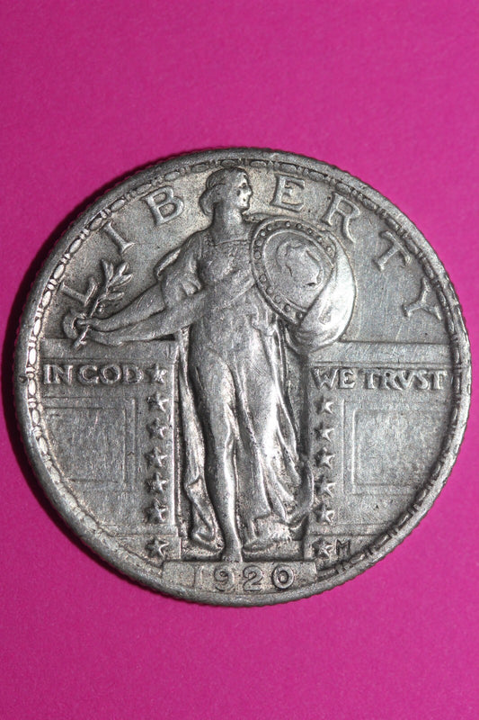 High Grade 1920 P Standing Liberty Silver Quarter Guaranteed Authentic Coin 1115