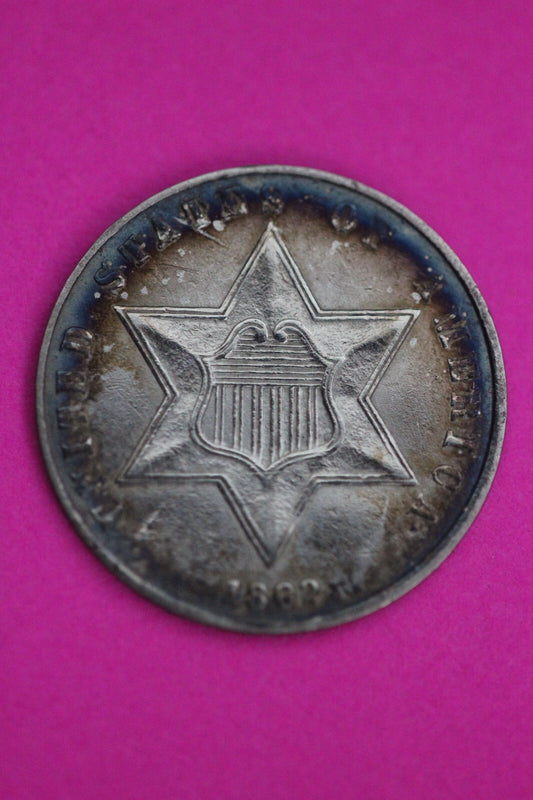 Naturally Toned 1862 Trime 3 Three Cent Silver Dime Guaranteed Authentic 1004