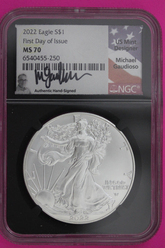 2022 MS 70 Silver Eagle Michael Gaudiosa NGC Certified Graded Authentic Slab 632