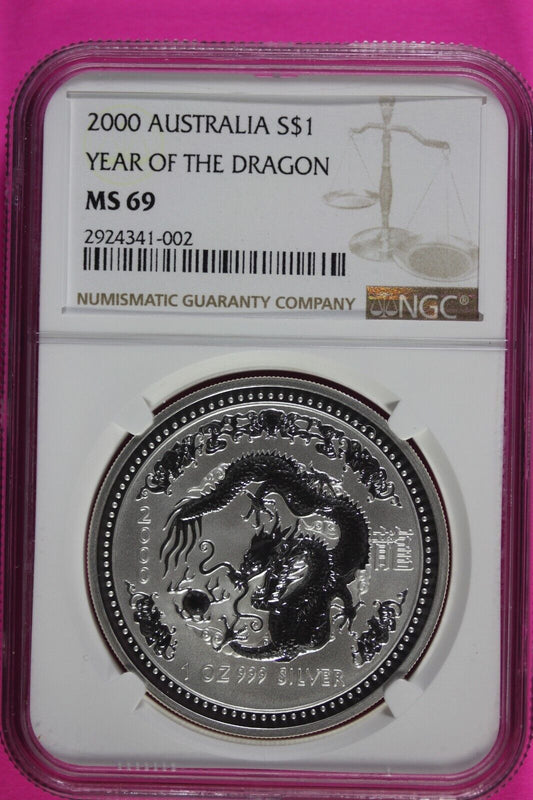 2000 MS 69 Year Of The Dragon Australia Lunar NGC Certified Authentic Slab 888
