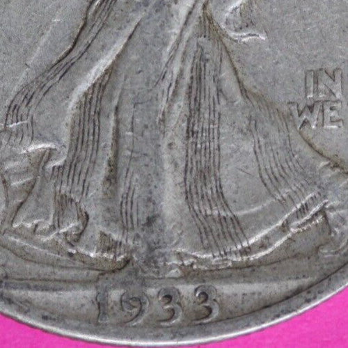 1933 S Walking Liberty Half Dollar Scarce Semi Key Date Silver Coin 03