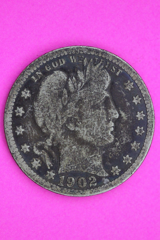 1902 O Barber Liberty Silver Quarter Guaranteed Authentic & Genuine Coin 1210