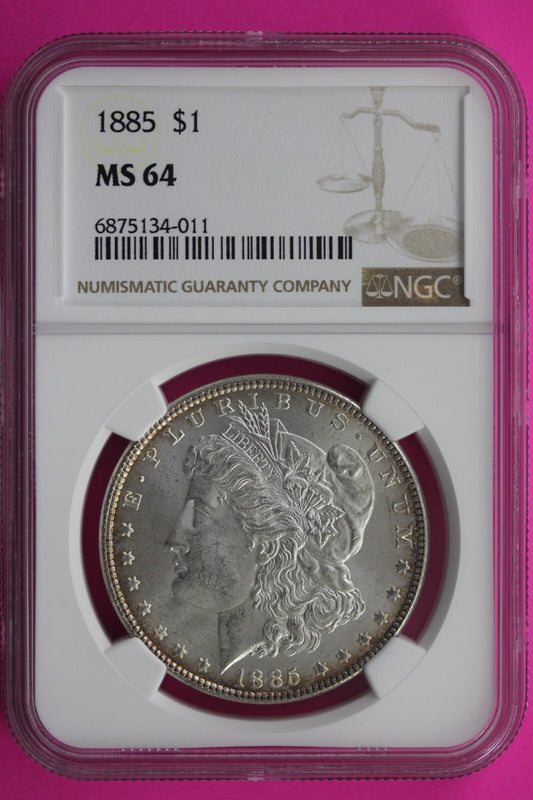 1885 P MS 64 Liberty Morgan Silver Dollar NGC Certified Graded Authentic 687