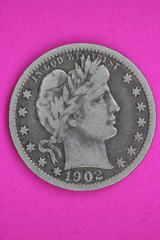 1902 P Barber Liberty Silver Quarter Guaranteed Authentic & Genuine Coin 1415