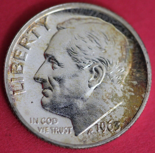 Toned 1963 Silver Proof Roosevelt Dime Exact Coin Shown Fast Shipping OCE 89