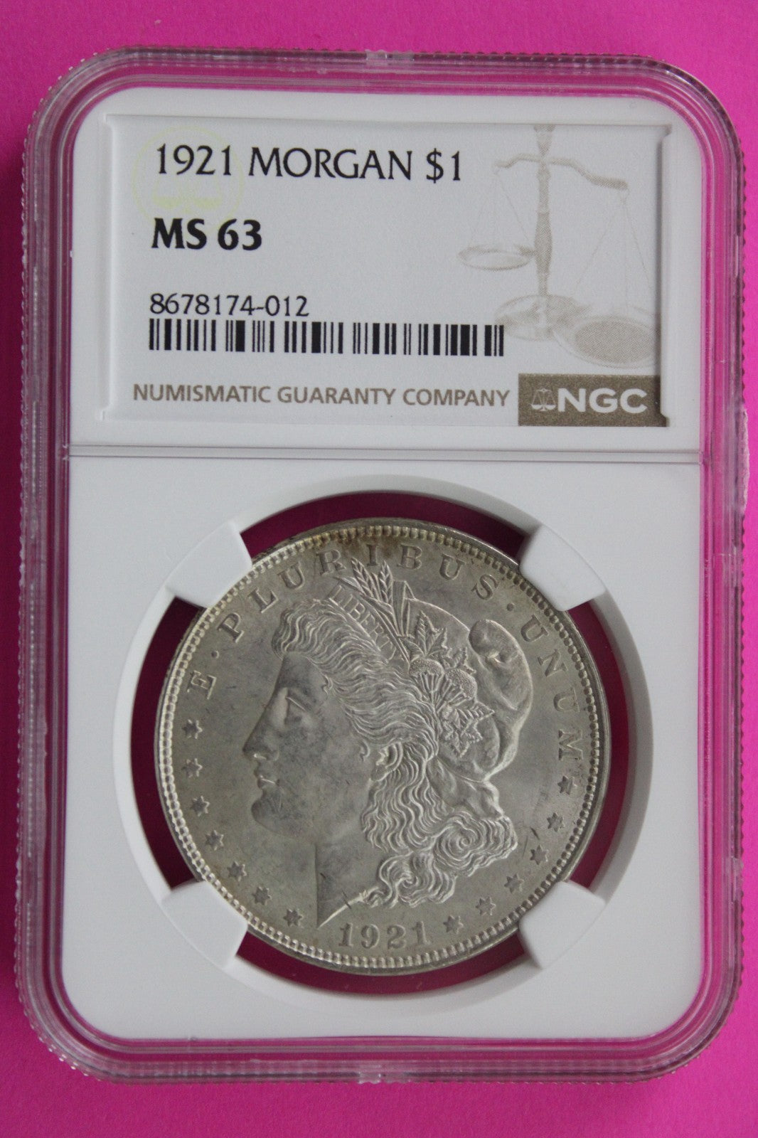 1921 P MS 63 Liberty Morgan Silver Dollar NGC Certified Graded Authentic 885