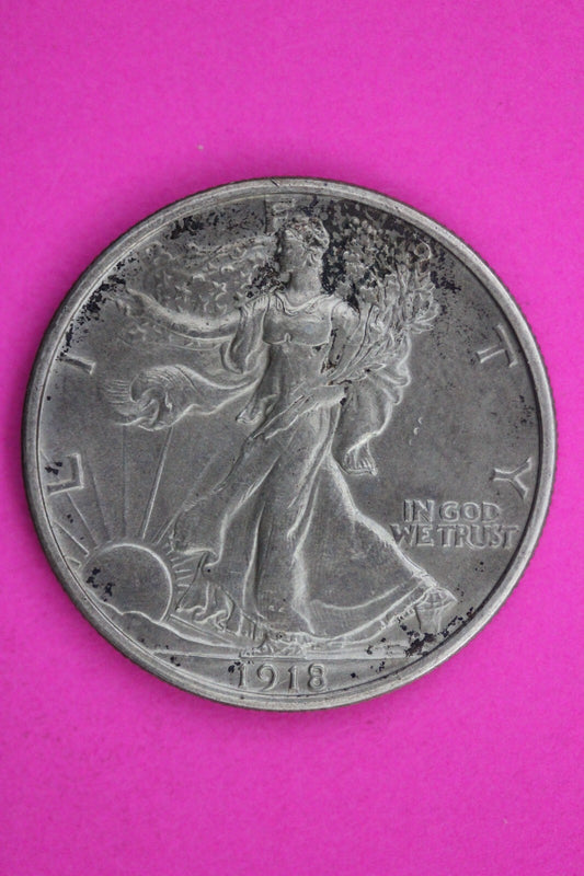 High Grade 1918 P Walking Liberty Half Dollar Scarce Key Date Silver Coin 148