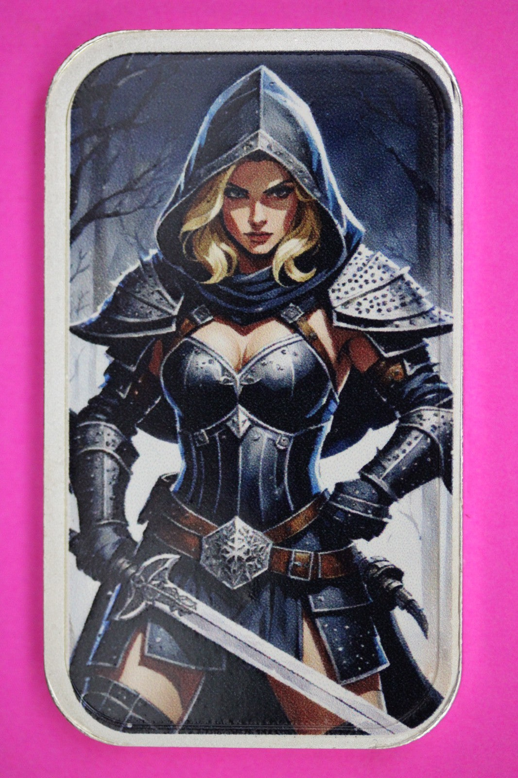 Silver Art Bar Colorized Lady Warrior Peace & Love Hayleybug Mint 1 OZ Rare B60