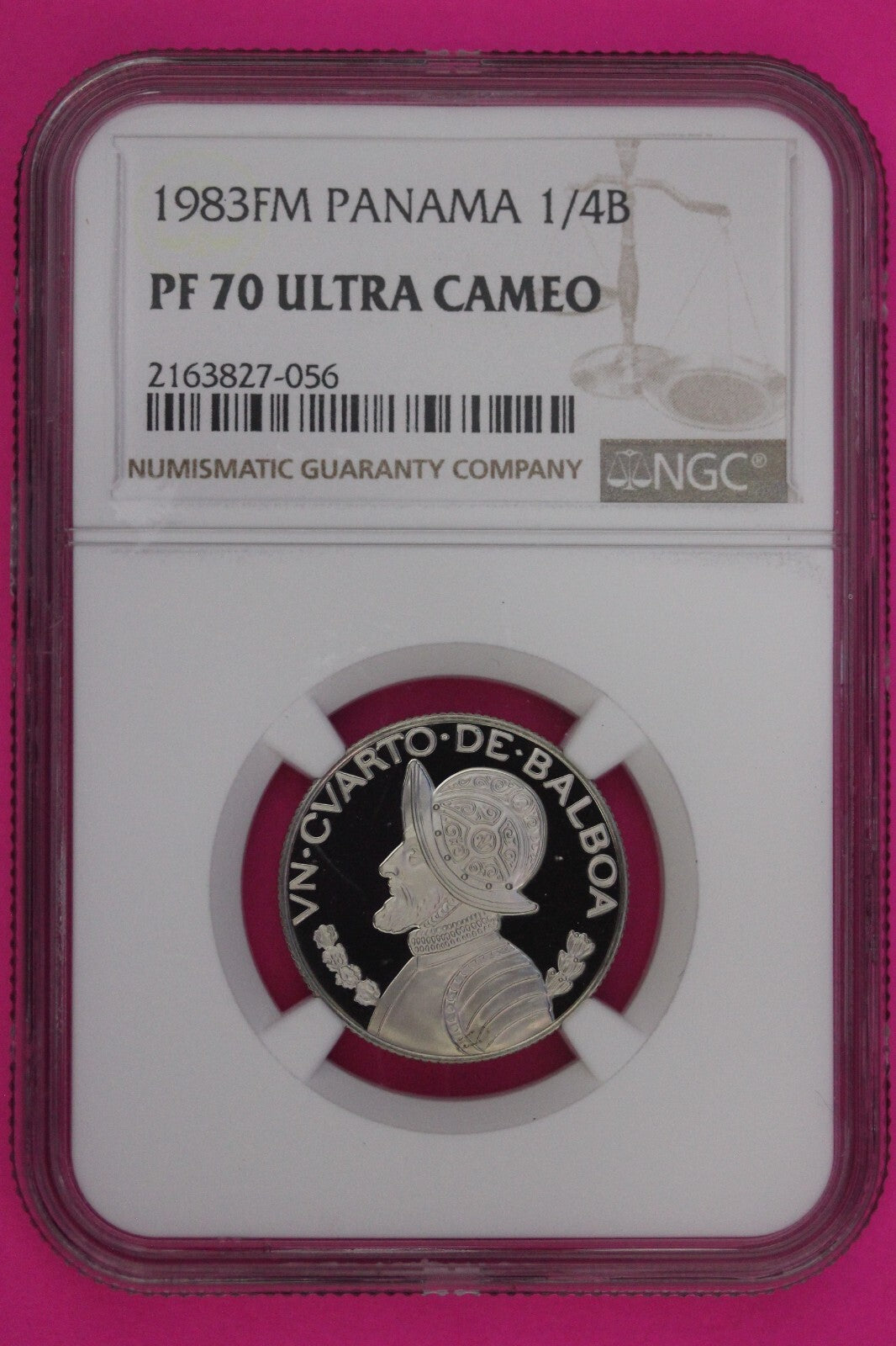 Top Pop 1983 Panama PF 70 Ultra Cameo Proof 1/4 Balboa NGC Certified Slab 827