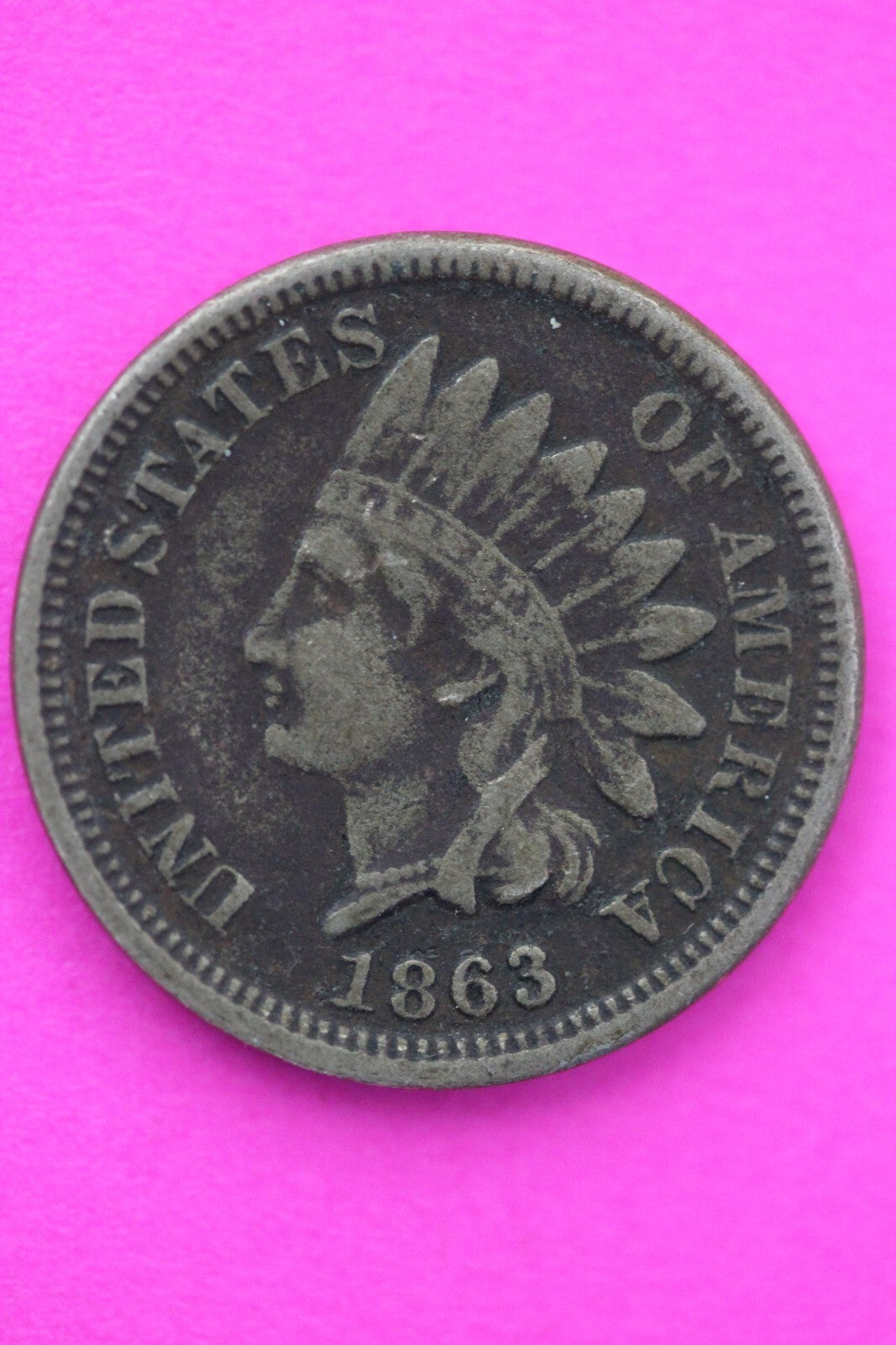 1863 Copper Nickel Indian Head Cent Penny Early Type Coin Exact Coin Pictured 46