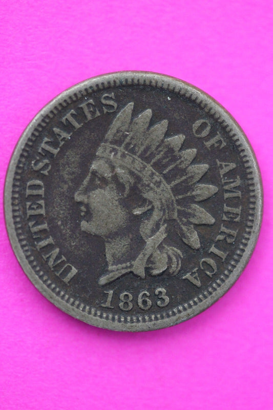 1863 Copper Nickel Indian Head Cent Penny Early Type Coin Exact Coin Pictured 46