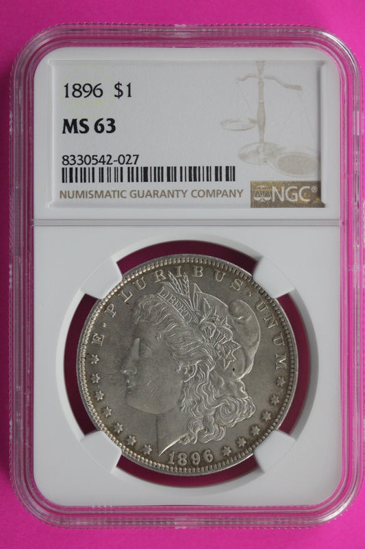 1896 P MS 63 Liberty Morgan Silver Dollar NGC Certified Graded Slab 454
