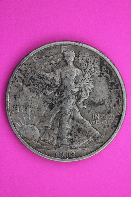 High Grade 1918 S Walking Liberty Half Dollar Scarce Key Date Silver Coin 173