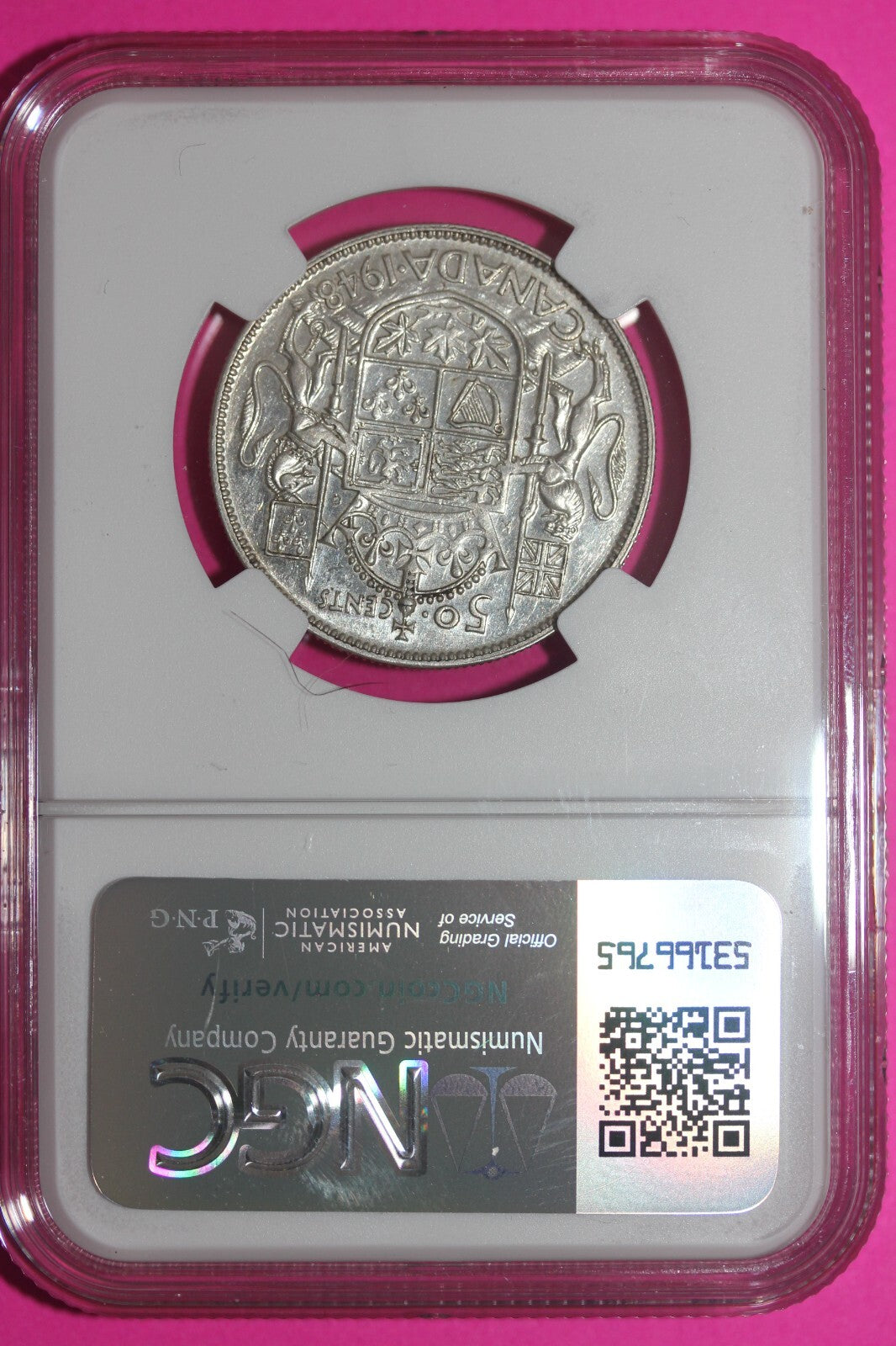 1948 XF 45 Canada Silver Half Dollar NGC Graded Certified Authentic Slab 796