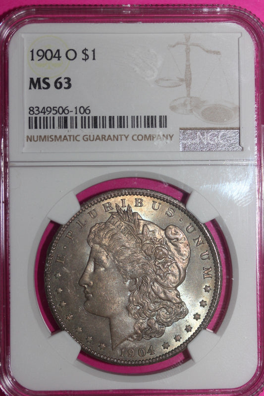 Rainbow Toned 1904 O MS 63 Liberty Morgan Silver Dollar NGC Certified Slab 1117