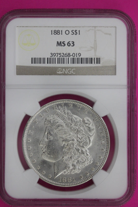 1881 O MS 63 Liberty Morgan Silver Dollar NGC Certified Graded Authentic 1105