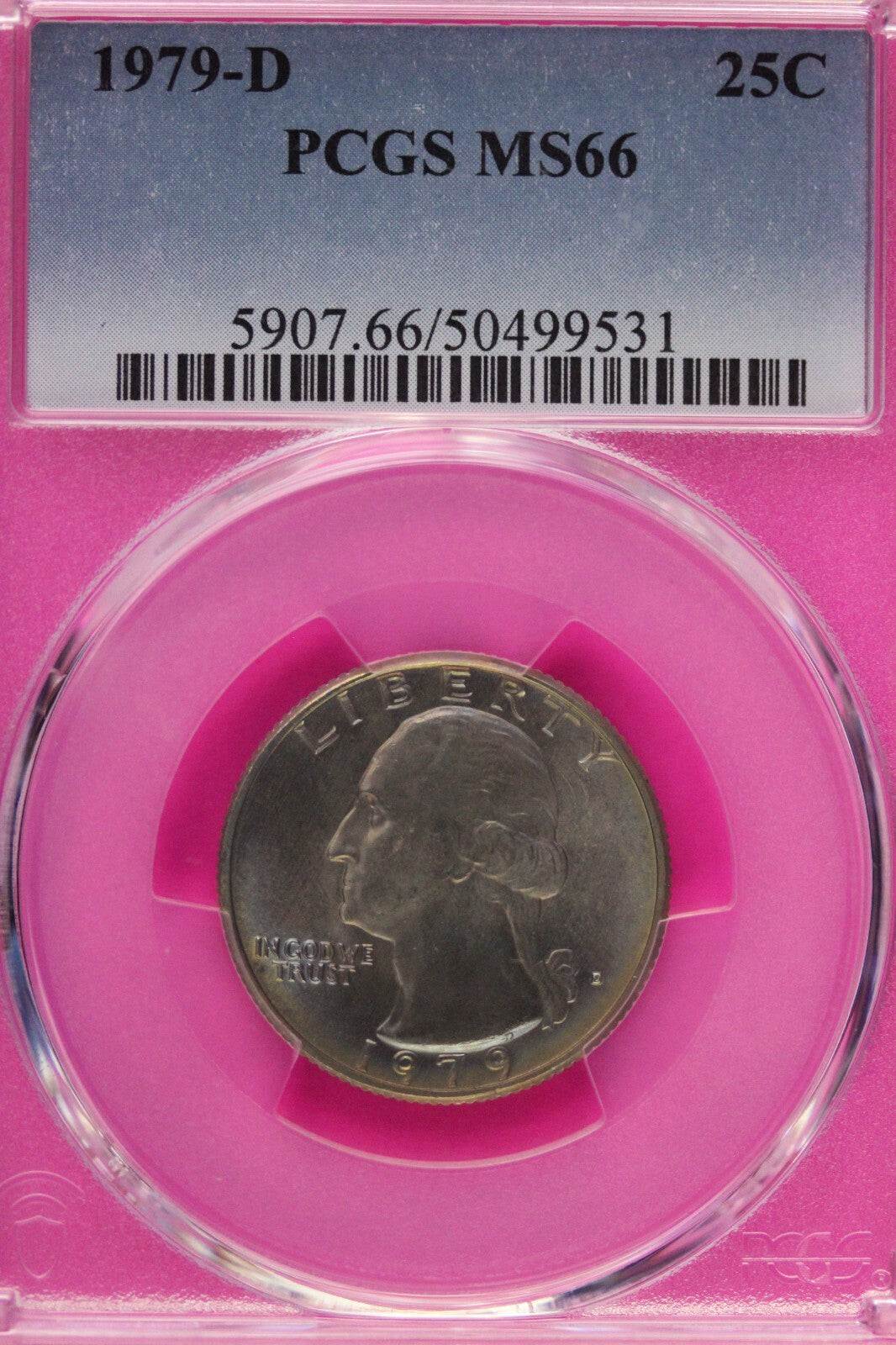 Toned 1979 D MS 66 Washington Quarter PCGS Graded Certified Authentic Slab 84