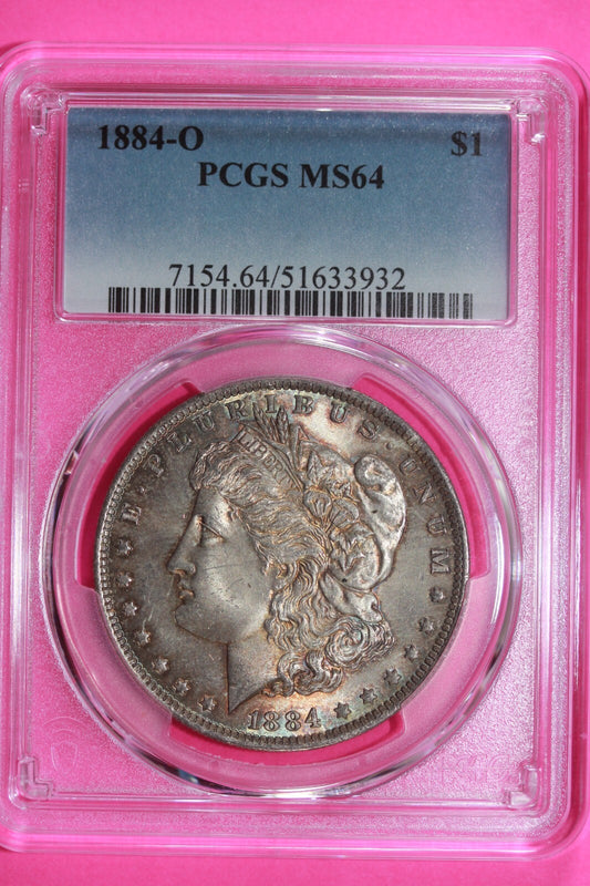Nicely Toned 1884 O MS 64 Liberty Morgan Silver Dollar PCGS Certified Slab 757