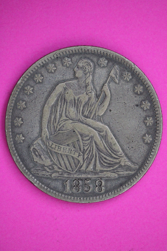 1858 O Seated Liberty Half Dollar Guaranteed Authentic & Genuine Coin 2972
