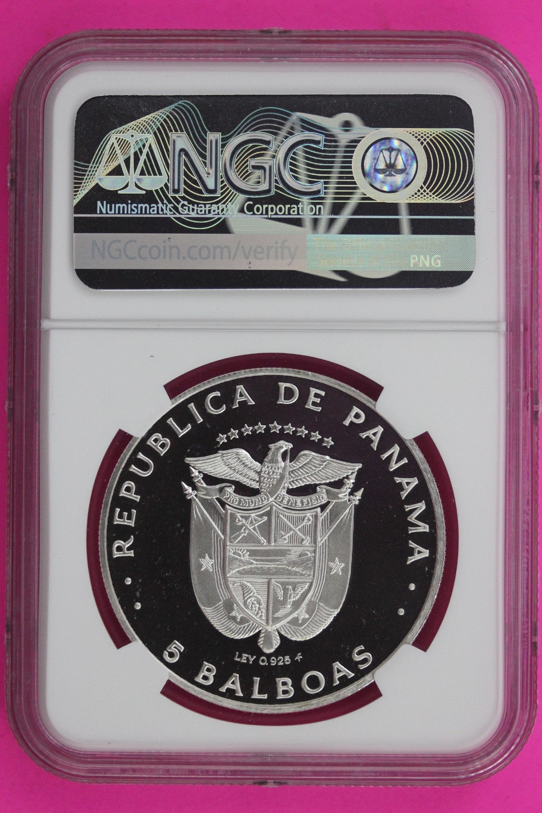 1977 Panama PF 69 Ultra Cameo Proof Silver 5 Balboas NGC Certified Graded 1301