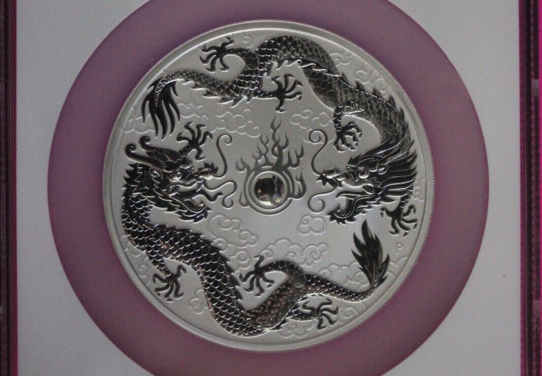 Top Pop Finest Known 2021 MS 70 Australia $10 Dragon 10 OZ Silver NGC Slab 7042