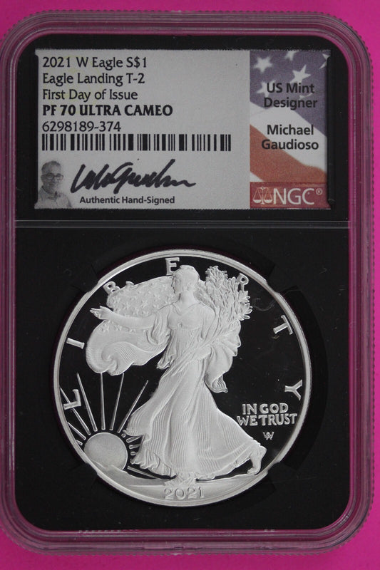 2021 W T2 PF 70 Silver Eagle NGC Michael Gaudiosa Certified Graded Authentic 648