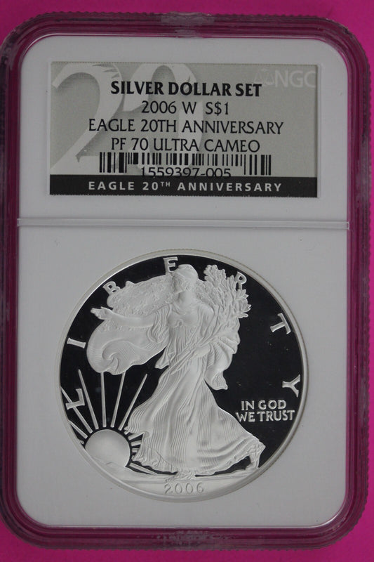 2006 W PF 70 Silver Eagle Coin From Silver Dollar Set NGC Certified Graded 647