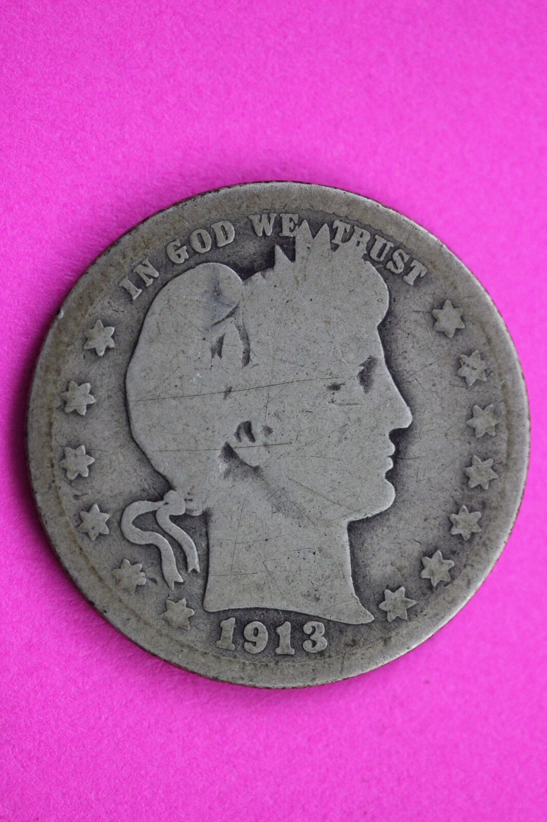 1913 P Barber Liberty Silver Quarter Scarce Guaranteed Authentic Rare Coin 0881