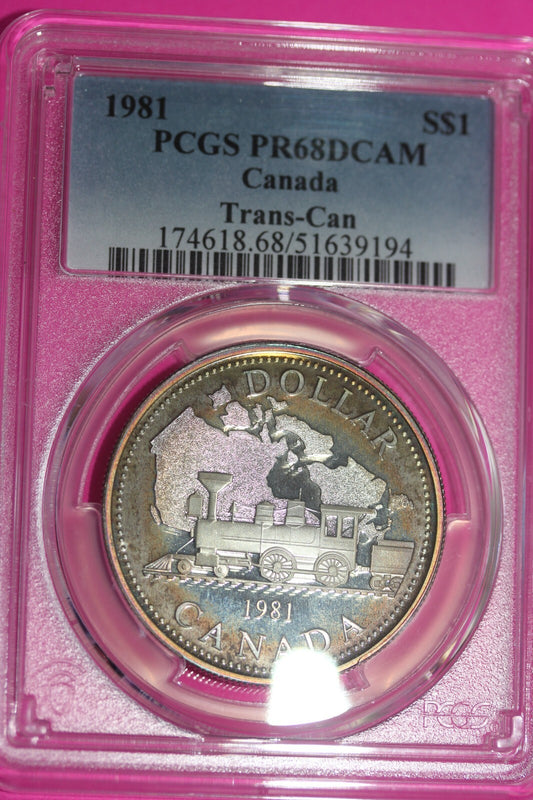 Toned 1981 PR 68 Canada Silver Dollar Trans Can PCGS Certified Authentic 125