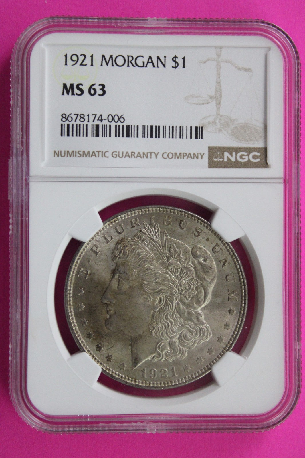 1921 P MS 63 Liberty Morgan Silver Dollar NGC Certified Graded Authentic 880