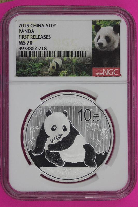 2015 MS 70 China Panda Early Releases 1 OZ Silver Coin NGC Graded Authentic 1157