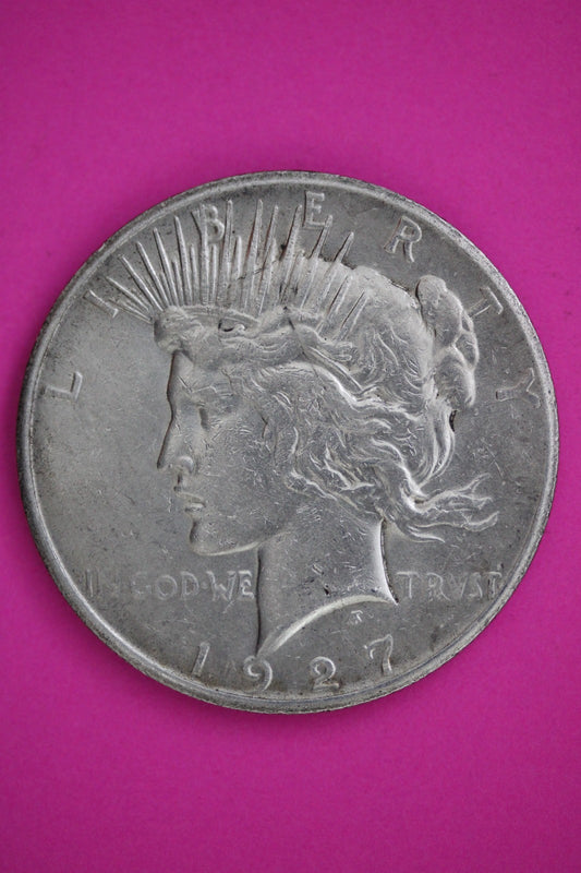 1927 P Peace Lady Liberty Semi Key Date Silver Dollar Guaranteed Authentic 2684