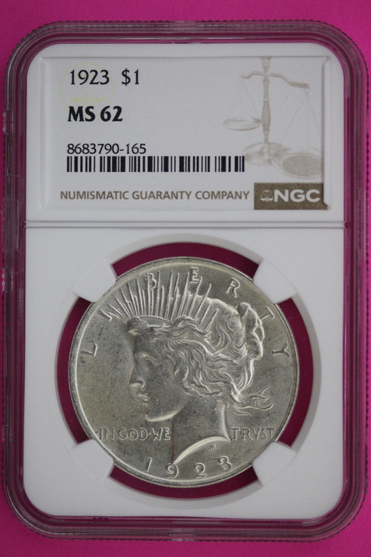 1923 P MS 62 Liberty Peace Silver Dollar NGC Certified Graded Authentic 550