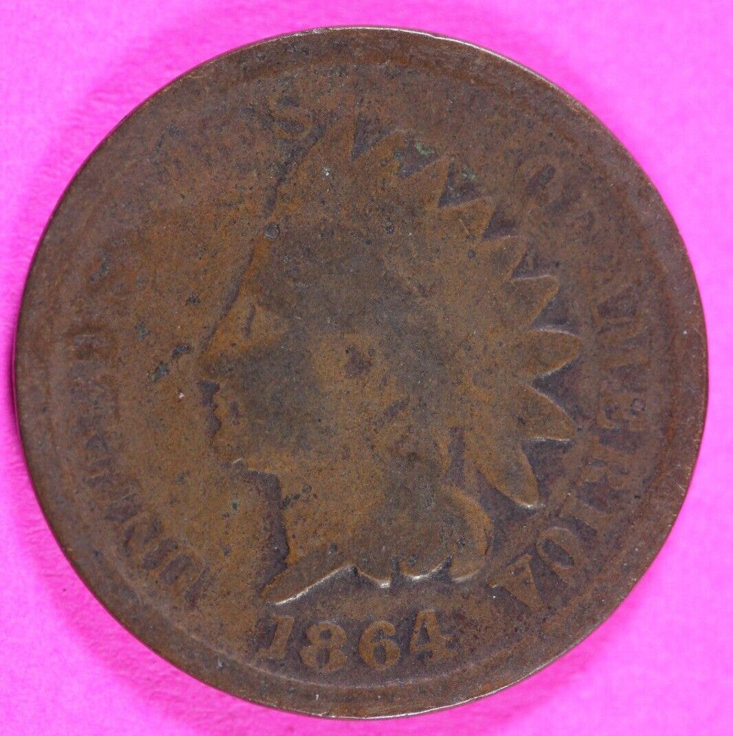 1864 Bronze Indian Head Cent Penny Rare Early Type Coin Exact Coin Pictured 221