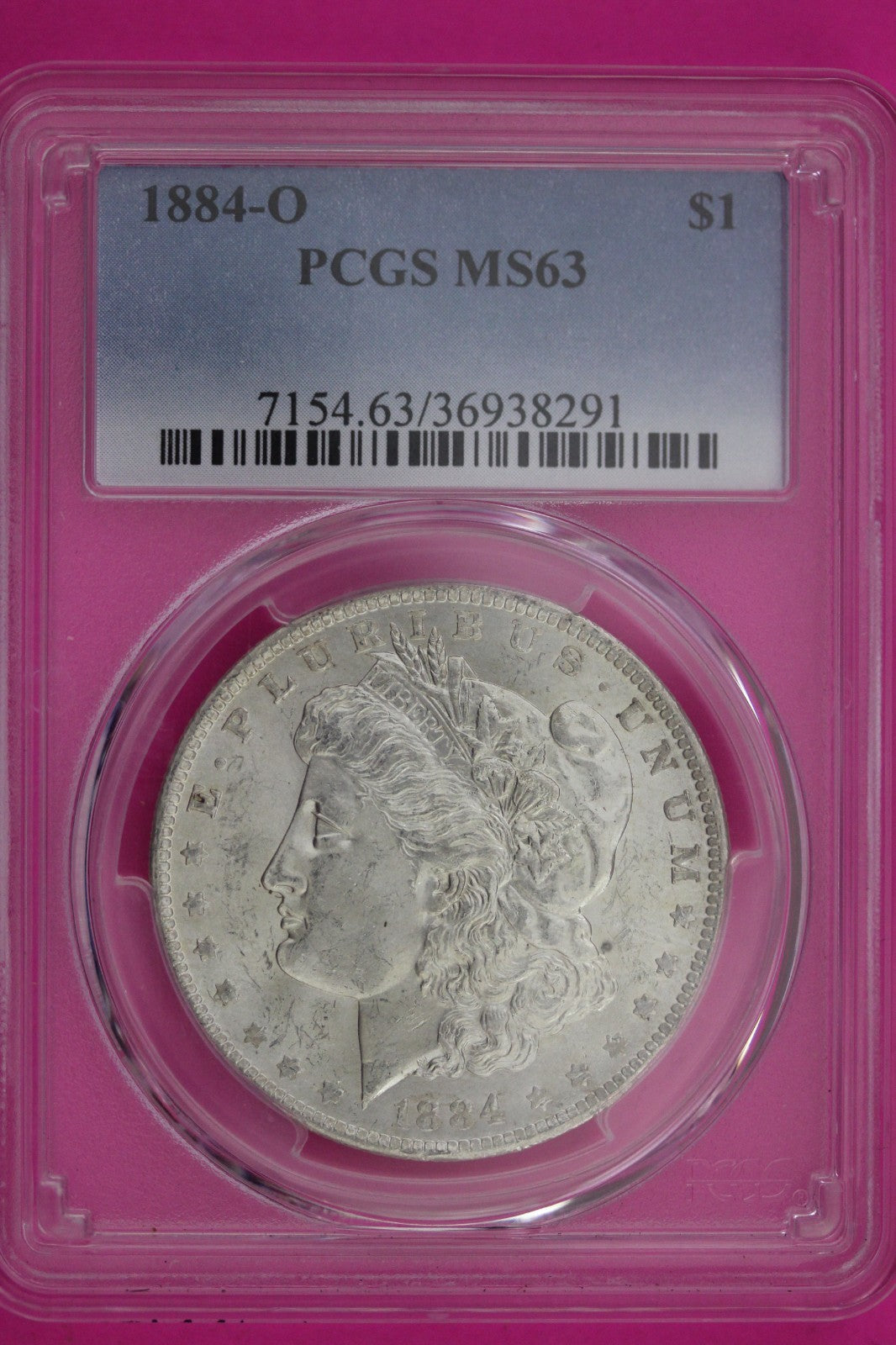 1884 O MS 63 Liberty Morgan Silver Dollar PCGS Certified Authentic Slab 1158
