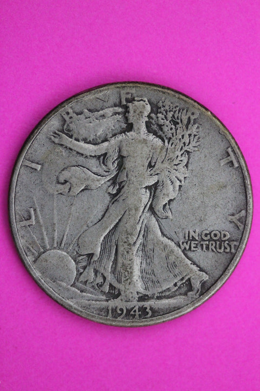 1943 P Walking Liberty Walker Half Dollar Missing Designors Initials Coin 0406N