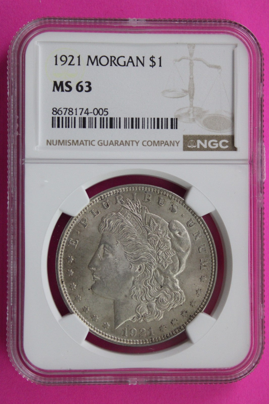 1921 P MS 63 Liberty Morgan Silver Dollar NGC Certified Graded Authentic 879