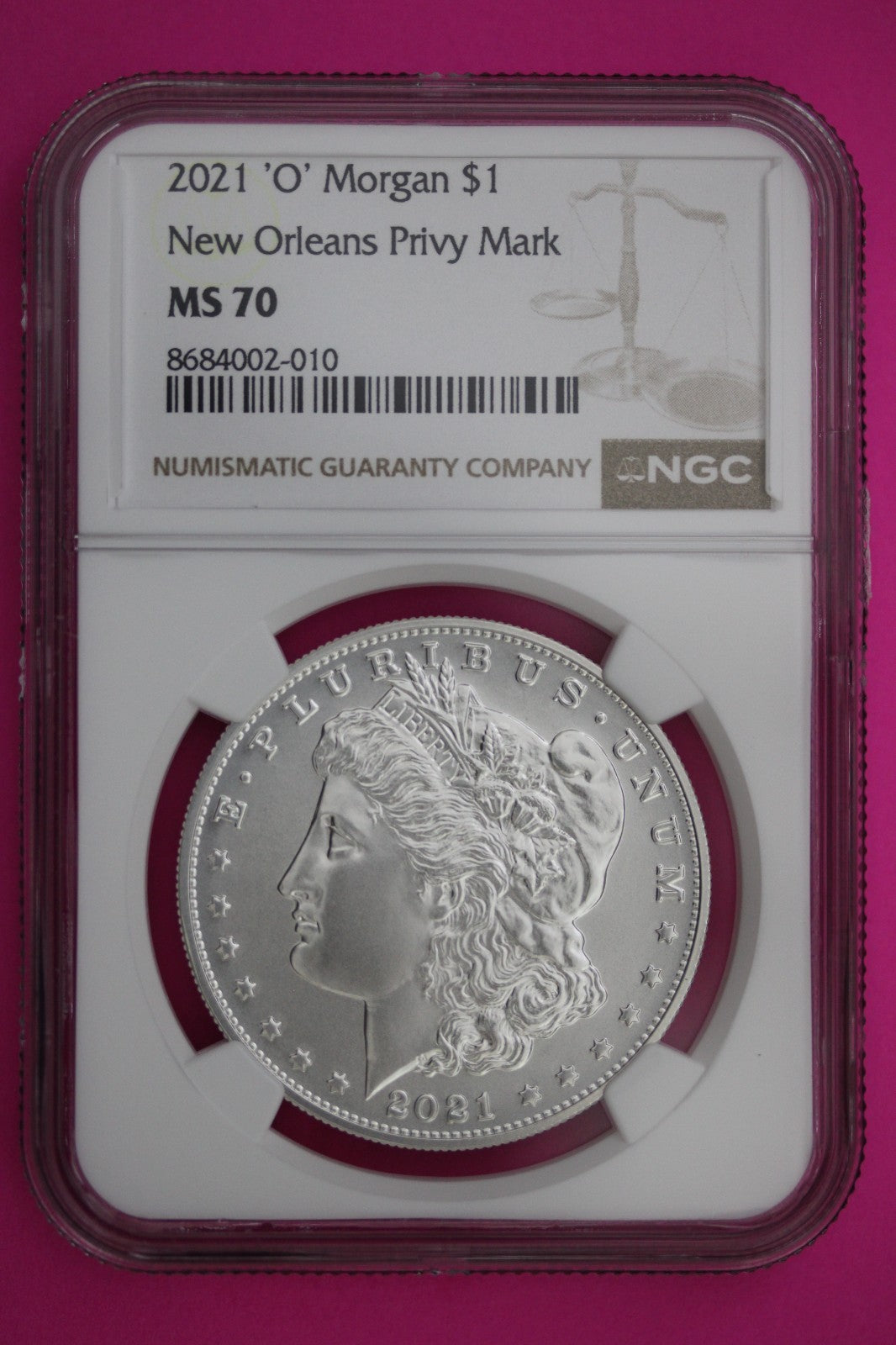 2021 O MS 70 New Orleans Privy Mark Morgan Silver Dollar NGC Graded Slab 144