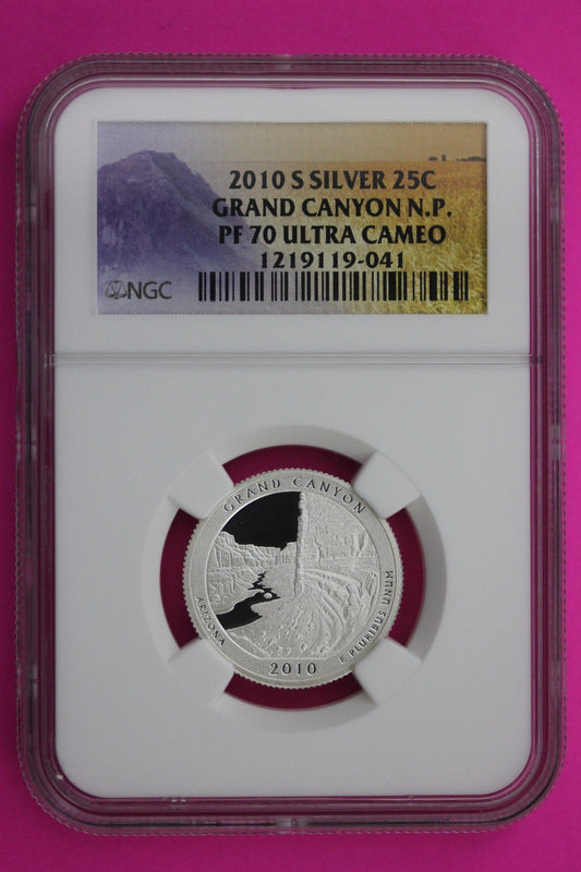 2010 S PF 70 Silver Quarter Grand Canyon Park ATB NGC Graded Certified Slab 501