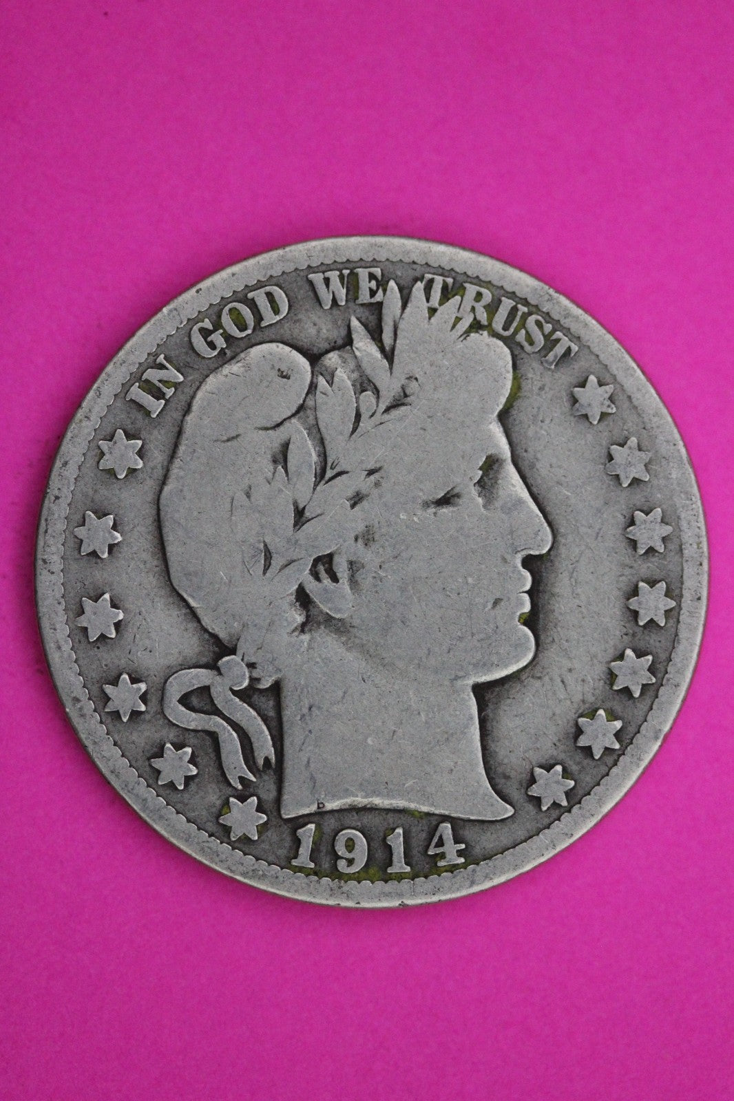 1914 S Barber Liberty Silver Half Dollar Guaranteed Authentic Genuine Coin 2288