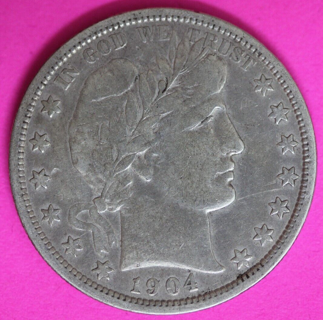 1904 P Barber Liberty Half Dollar Silver Coin Better Grade Philadelphia Mint 58