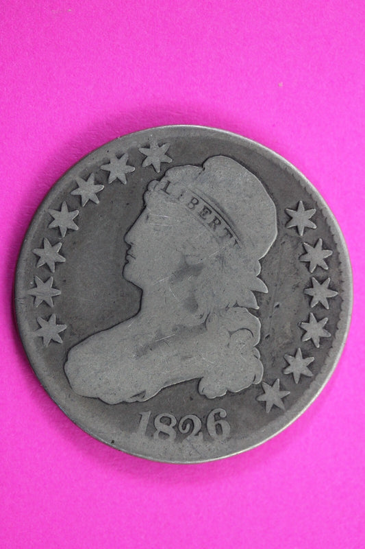 1826 Capped Bust Half Dollar Exact Coin In Pics Silver Rare Semi Key Date 26