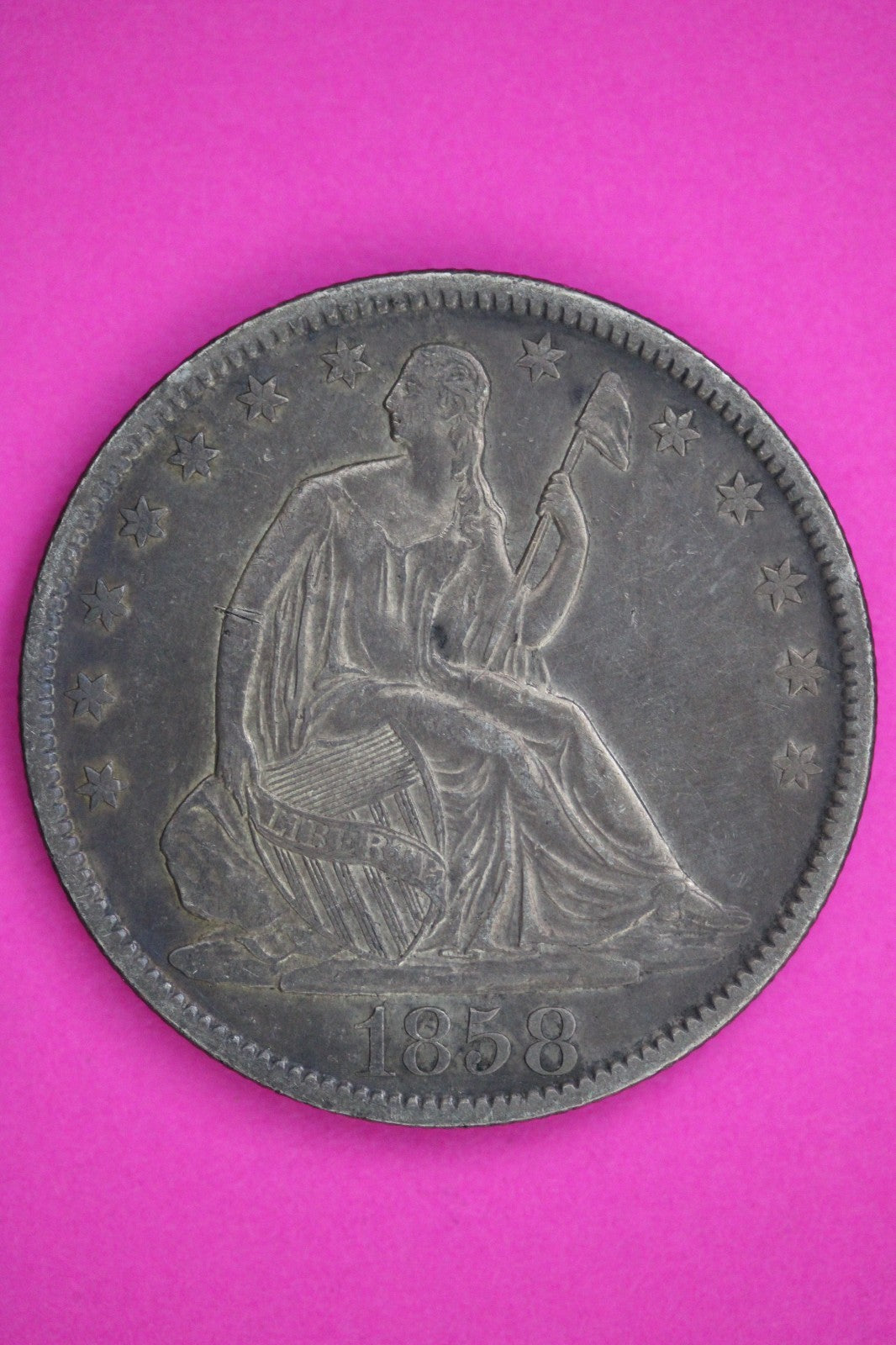 1858 O Seated Liberty Half Dollar Guaranteed Authentic & Genuine Coin 3002