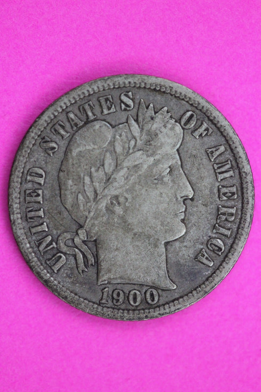 1900 P Barber Liberty Dime Scarce Semi Key Date Silver Coin Free Shipping 0069